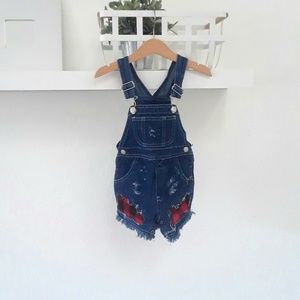 Baby distressed OVERALLS with buffalo plaid